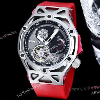 Replica Hublot Techframe Ferrari 70th Tourbillon Titanium Case Red Rubber Band